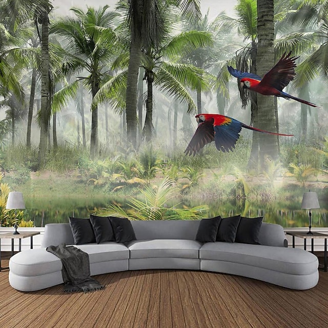 Tropical Forest Rainforest Hanging Tapestry Magic Nature Wall Art Large Tapestry Mural Decor Photograph Backdrop Blanket Curtain Home Bedroom Living Room Decoration 18