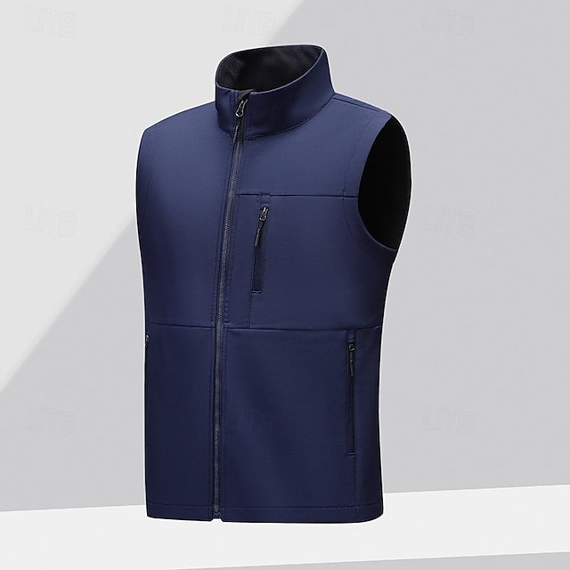  Herren Weste für Wanderer Wander-Fleeceweste Ärmellos Shirt Außen warm Fleece-Futter Komfortabel Winter Tasche Polyester Dunkelgrau Schwarz Armeegrün Jagd Angeln Klettern