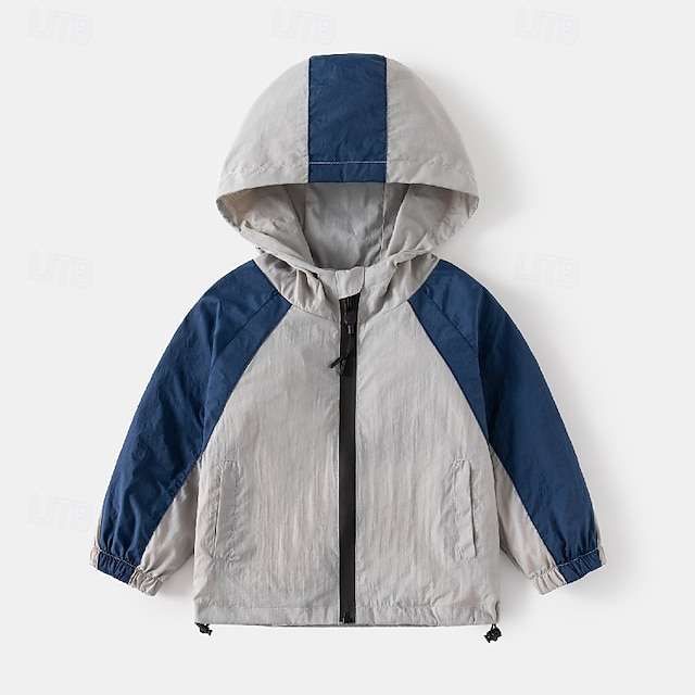  Jongens 3D Effen Kleur Jas Overkleding Lange mouw Zomer Lente Modieus Basic Kleine kinderen (4-7ys) 4-7 jaar Capuchon Buiten Casual Dagelijks Normale pasvorm