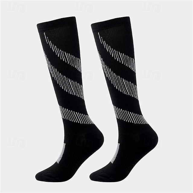  Kompresjonssokker Sport Sokker Joggesokker 1 par Fargeblokk Herre Sokker Anti-Skli Pustende Svettereduserende Bekvem Treningsøkt Basketball Løp Jogge Sykling sport Fargeblokk Mote Nylon Svart Rosa Blå
