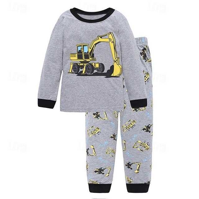 Boys 3D Graphic T-shirt Set T-shirt & Legging Long Sleeve Spring Fall Daily Casual Comfort Kids 4-12 Years Crew Neck Vacation Tailored Fit4