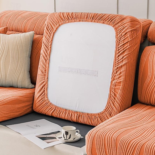  housse de coussin de siège de canapé résistante à l'eau housse de protection à rayures jacquard housse élastique canapé fauteuil causeuse 4 ou 3 places gris uni solide doux durable lavable