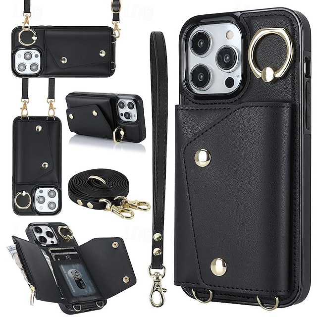  telefon Kılıf Na iPhone'a 16 iPhone'a 15 Pro MaxPlus iPhone 14 13 12 11 Pro Max Plus Mini Etui na karty portfela Z podpórką Uchwyt pierścieniowy Zamek Retro TPU Metal Skóra PU