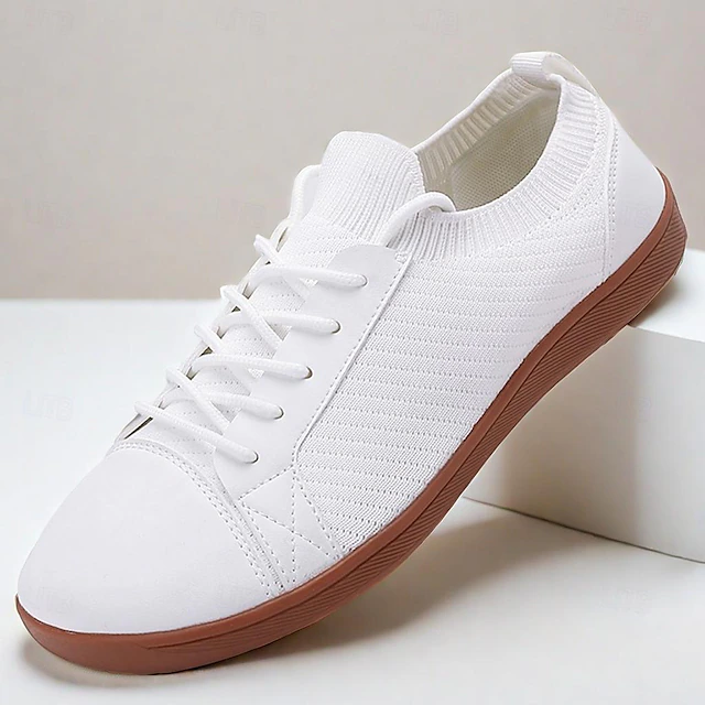 Men's Casual Barefoot Shoes – Lightweight Breathable White Sneakers with Lacing for Walking, Travel, and Everyday Comfort 10