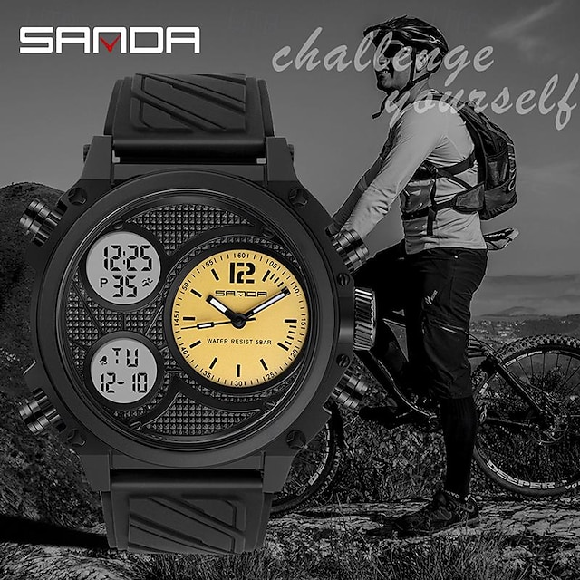  Reloj Digital SANDA para Hombre Reloj Deportivo de Moda Cronómetro Luminiscente Reloj Alarma Reloj de Resina con Calendario