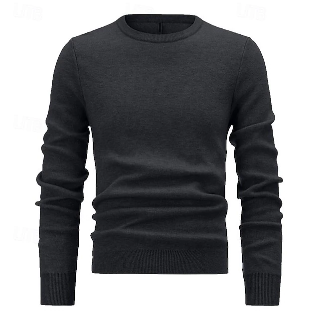 Men's Pullover Sweater Jumper Knit Sweater Ribbed Knit Regular Knitted Plain Crew Neck Fashion Basic Daily Wear Date Clothing Apparel Fall & Winter Black Green S M L 10