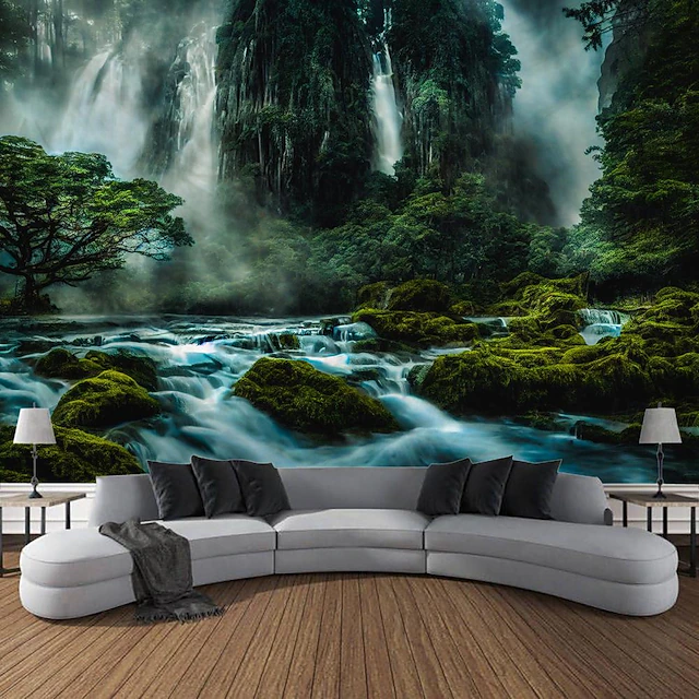 Nature Cascade Hanging Tapestry Wall Art Large Tapestry Mural Decor Photograph Backdrop Blanket Curtain Home Bedroom Living Room Decoration 9