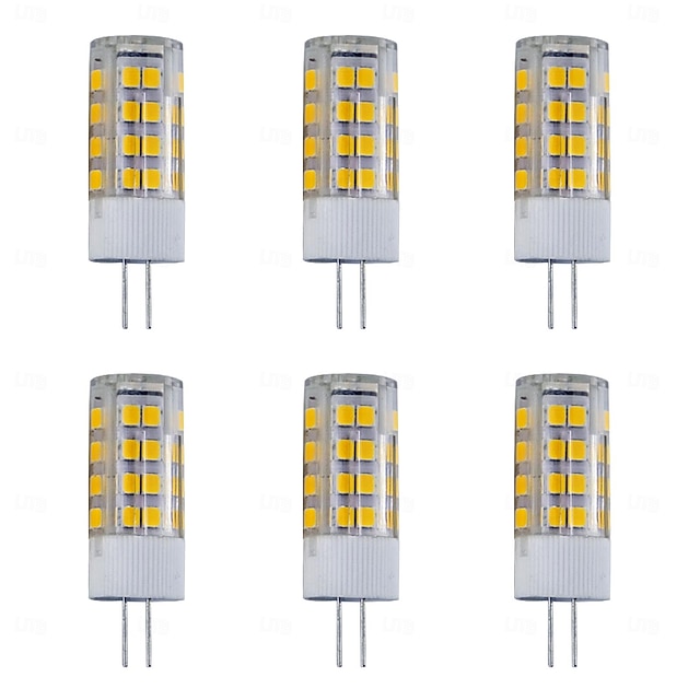  6 pièces g4 led bi-broches lumières 240lumens 5w 52led perles smd 2835 blanc chaud blanc 220v