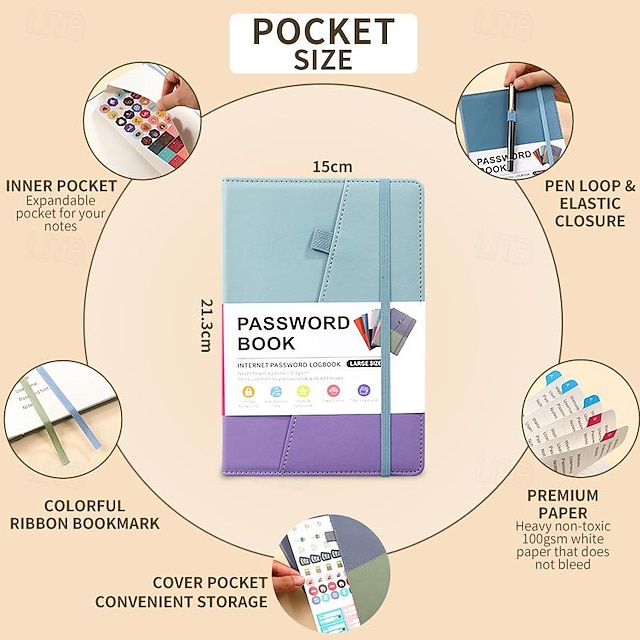 Password Book A5 Letter Tag Password Notebook Computer and Website ...