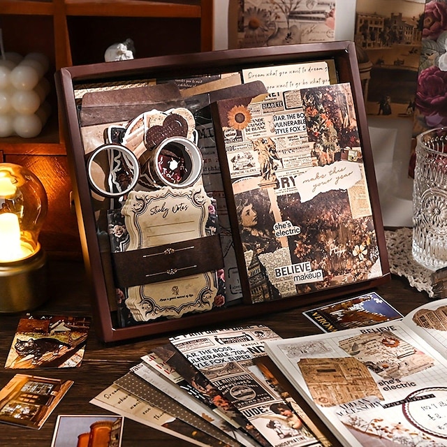  Vintage Scrapbook Kit with Journaling Supplies and Stationery Create with Aesthetic Journal and Scrapbooking 346pcs