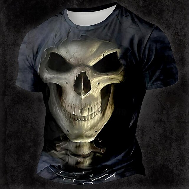  Férfi Koponya Sötét Póló Rövid ujjú póló 3D nyomtatás Terített nyak Ing Dizájn Gótikus Parti Utca Hétköznapi Fekete Nyár Tavasz Ruházat S M L XL XXL XXXL