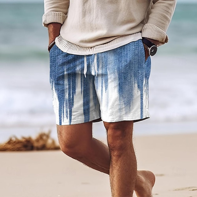  Men's Color Block Gradient Color Swim Shorts Board Shorts Swimming Trunks Mid Waist Hawaiian Casual Holiday Beach Drawstring with Mesh lining Elastic Waist Designer Clothing Apparel