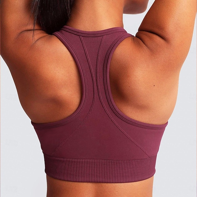  Mulheres Sustentação Leve Sutiã Esportivo Sutiã de corrida Costas Nadador Sem costas Good Top Acolchoado Ginástica Esportes Relaxantes Corrida Respirável Leve Macio Vinho Verde Escuro Cinza Escuro