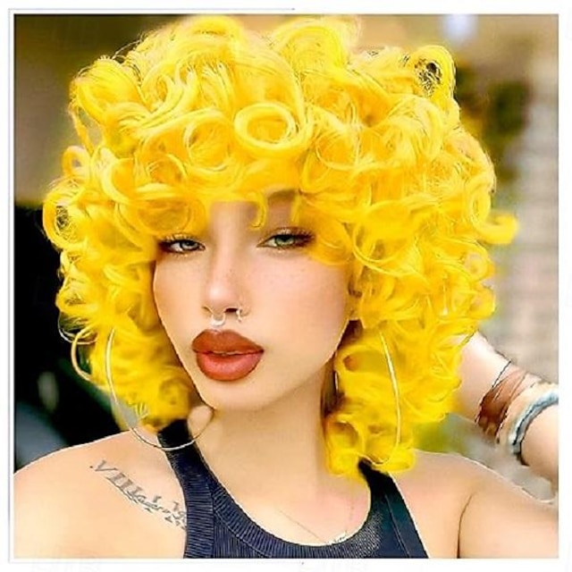  perruque bouclée pour femmes noires perruque courte et douce bouclée avec frange perruques de fête de cosplay de carnaval