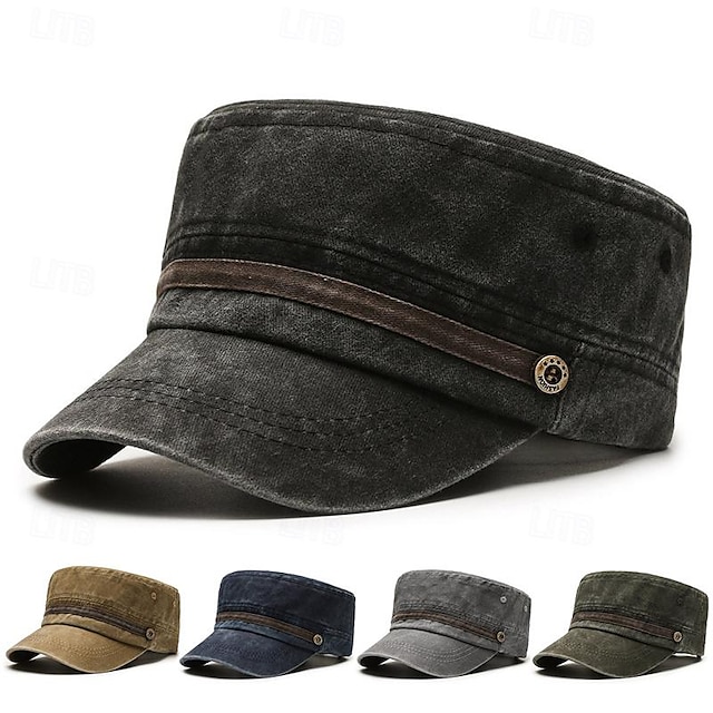  Pánské PLacatá čepice Sluneční klobouk Trucker Hat Námořnická modř Khaki Bavlna Módní Na běžné nošení ulice Denní Pevná barva Nastavitelná Proti sluci Prodyšné