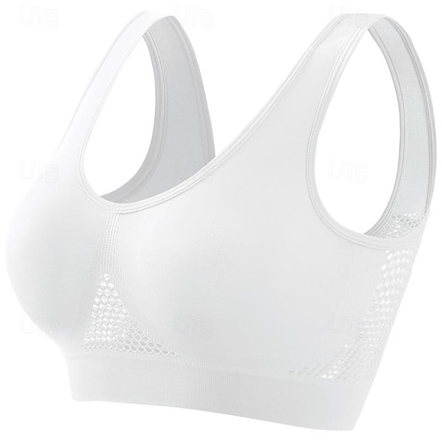  Dames Lichte ondersteuning Sport bh's Running BH Open achterkant Goede top Neen Recreatiesport Joggen Hardlopen Lichtgewicht Zacht Ademend Bos Groen Paars Zwart Effen