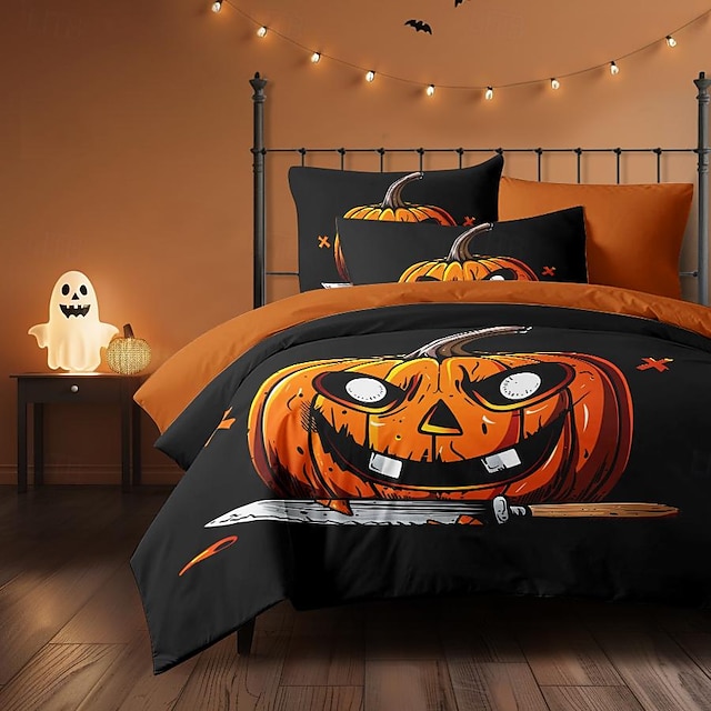  kolekce halloween sada povlaků na přikrývky Jack o lucerna dýně 3dílná sada super měkká šetrná k pokožce s dlouhou životností