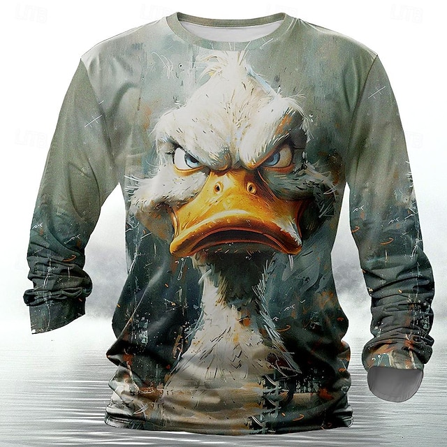  Per uomo Animali Divertente maglietta Camicia Henley Manica lunga maglietta Stampa 3D Girocollo Camicia Originale Retrò vintage Strada Informale Giornaliero Rosso Viola Verde Estate Primavera Autunno