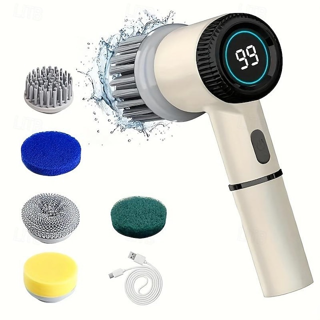  Spazzola per pulizia elettrica portatile wireless 5 in 1 Spazzola multifunzionale con batteria al litio ricaricabile USB