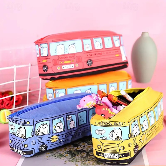 Large Capacity Cartoon Bus Pen Case Pencil Case Car Pen Case Student ...