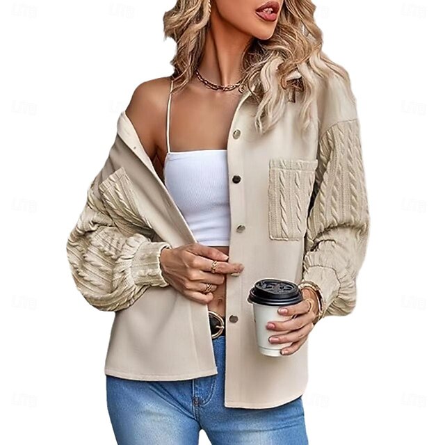  Women's Coat Outdoor Street Daily Spring Fall Long Coat Regular Fit Windproof Breathable Stylish Contemporary Casual Jacket Long Sleeve non-printing Plain with Pockets Black Apricot