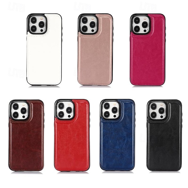  telefono Custodia Per iPhone16 iPhone 15 Pro Max Plus iPhone 14 13 12 11 Pro Max Plus Mini SE Per retro Con supporto A calamita Slot per schede Retrò TPU pelle sintetica