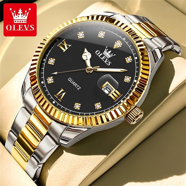  OLEVS Men Quartz Watch Fashion Business Wristwatch Luminous Calendar Waterproof Decoration Steel Watch