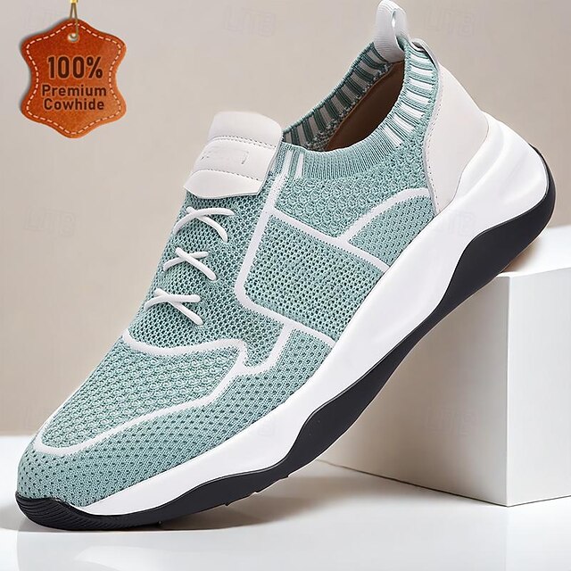 Men's Lightweight Breathable Knit Sneakers - Mint Green Athletic Running Shoes 8