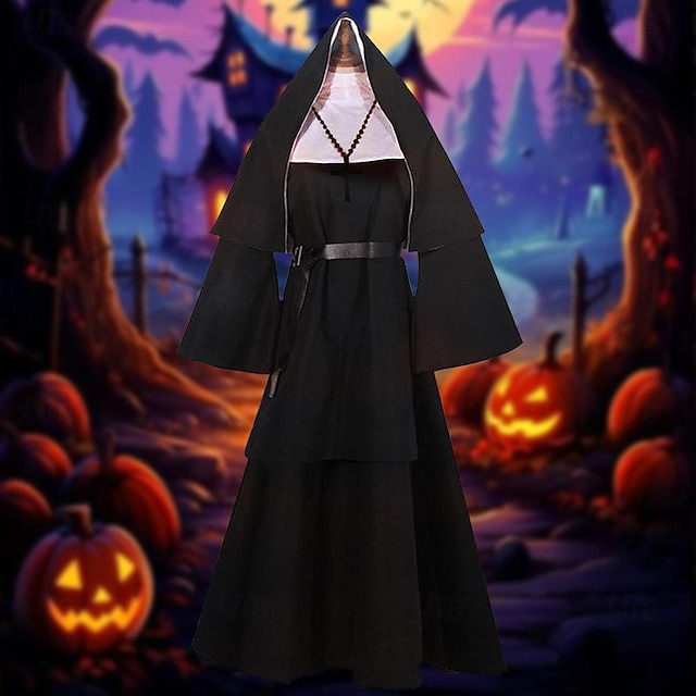  Zombi Víspera de Todos los Santos Traje de cosplay Baile de Máscaras la monja Cosplay Adulto Mujer Carnaval Mascarada Mardi Gras Fiesta / Noche Disfraces fáciles de Halloween Disfrazarse