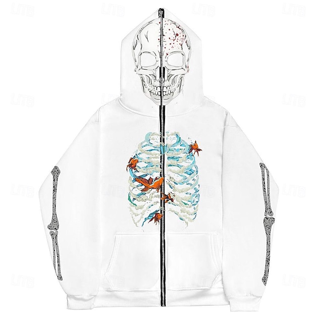  Víspera de Todos los Santos Calavera Sudadera Abrigos Sudadera con cremallera Para Hombre Mujer Adulto Víspera de Todos los Santos Carnaval Estampado en caliente Fiesta Casual Diario