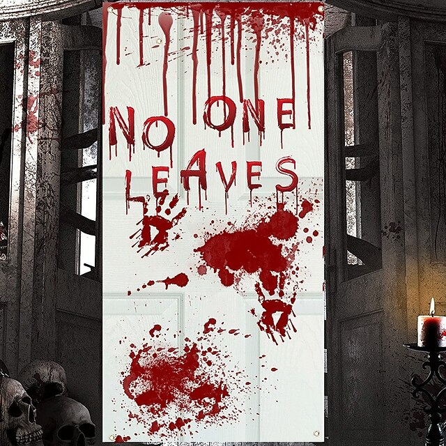 Halloween Door Decorations Bloody Halloween Door Covers Door Tapestry Door Curtain Decoration Backdrop Door Banner for Front Door Farmhouse Holiday Party Decor Supplies 8