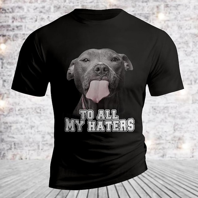  Men's Animal Dog Letter Print T Shirt Tee Top Cotton Short Sleeve Graphic Shirt Black Army Green Comfortable Tee Street Sports Outdoor Fashion Designer Clothing