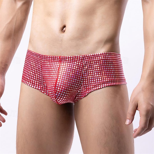 Homens 1 pc Cueca Boxer Boxers Poliéster Respirável Macio Confortável Xadrez Cintura Média Preto Branco