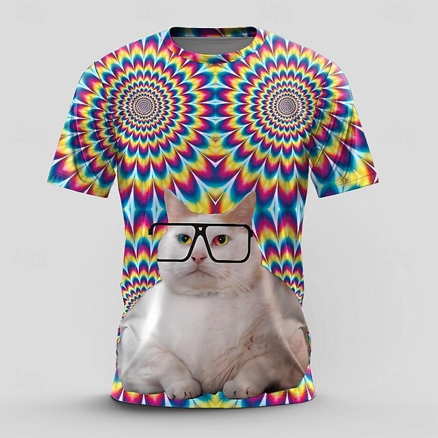 Men's Catus T Shirt Short Sleeve T shirt 3D Print Crew Neck Shirt Retro Vintage Casual Street Style Sports Outdoor Holiday Going out White Spring & Summer Clothing Apparel S M L XL 2XL 3XL4