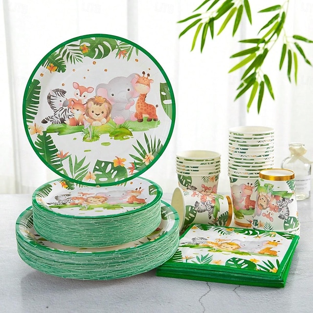 Safari Party GOGUOGOFA 60 Platos De Papel De Safari De La Selva