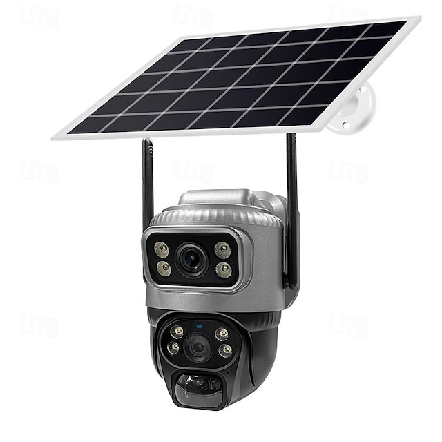  dupla lencsés 4g kamera napelemes pir emberi érzékelés éjjellátó vízálló biztonsági videó ip camara 8mp 4k akkumulátoros CCTV monitor