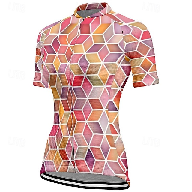  Γυναικεία Φανέλα ποδηλασίας Γεωμτερικό Κοντομάνικο Ποδήλατο Μπλουζάκι Μπολύζες με 3 πίσω τσέπες Ποδηλασία Βουνού Ποδηλασία Δρόμου Γρήγορο Στέγνωμα Μποστινό Φερμουάρ Υλικό για θρυαλλίδες Αθλητισμός