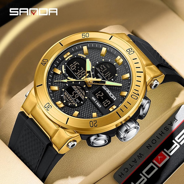  SANDA Da uomo Orologio digitale All'aperto Sportivo Di tendenza Orologio da polso Luminoso Cronometro Allarme sveglia Conto alla rovescia TPU Guarda