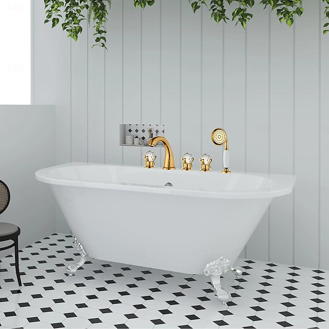  Bathroom Sink Faucet - Widespread Electroplated Widespread Two Handles Two HolesBath Taps