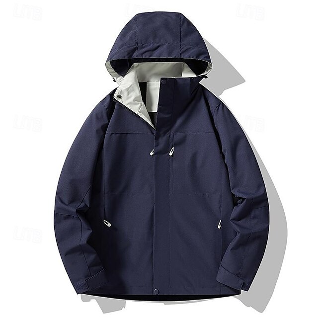  Men's Softshell Jacket Hiking Jacket Outdoor Color Block Windproof Water Resistant Hoodie Windbreaker Jacket Camping / Hiking / Caving Traveling Dark Grey Black Burgundy Navy Blue Light Grey