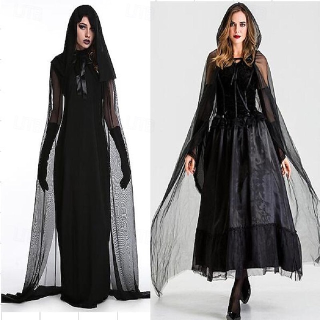  Geist Zombie Halloween Kleid Cosplay Kostüm Die Frauen in Schwarz Cosplay Erwachsene Damen Karneval Maskerade Party / Abend Einfache Halloween-Kostüme Verkleiden