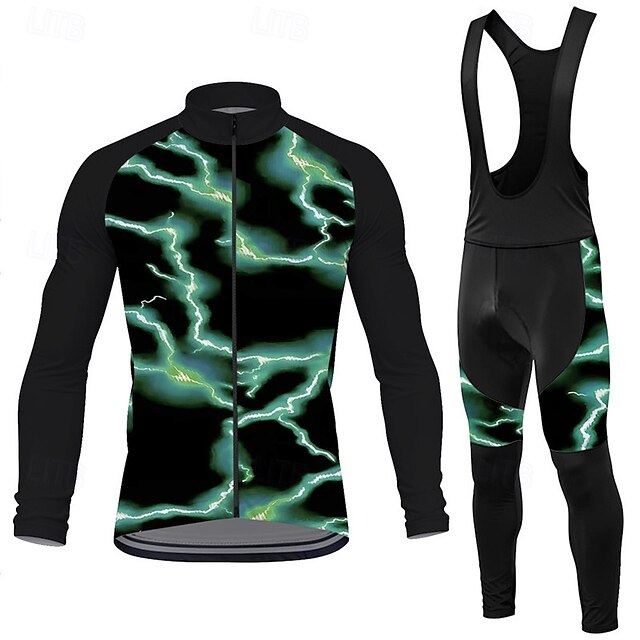 Men's Cycling Jersey with Bib Tights Long Sleeve Mountain Bike MTB Road ...