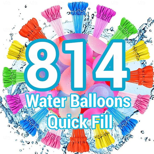  Water Balloons Instant Balloons Easy Quick Fill Balloons Splash Fun for Kids Girls Boys Balloons Set Party Games Quick Fill 814 Balloons for Outdoor Summer Funs