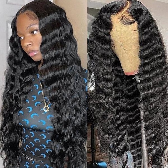  13x6 solta onda profunda perucas dianteiras do laço perucas de cabelo humano 180% densidade com cabelo do bebê