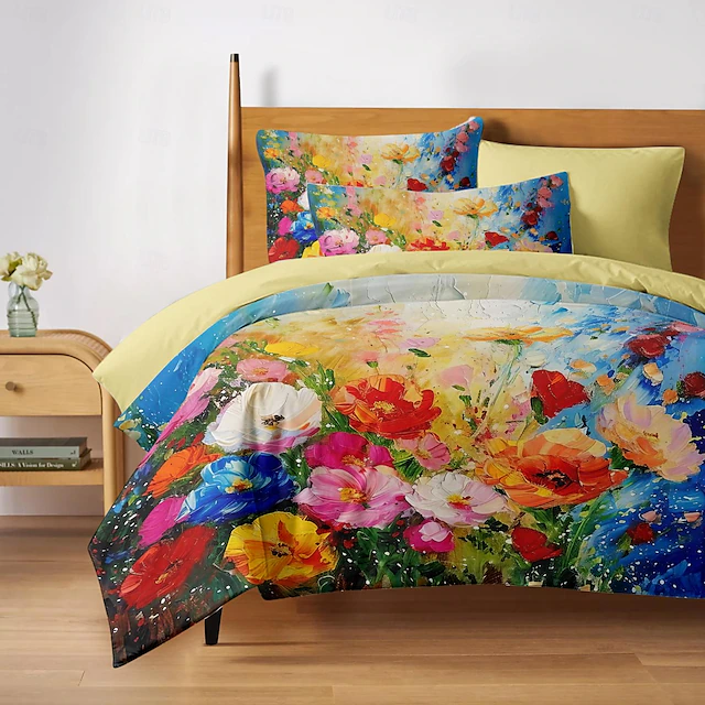 Floral Pattern Duvet Cover Set Set Soft 3-Piece Luxury Cotton Bedding Set Home Decor Gift King Queen Duvet Cover 30
