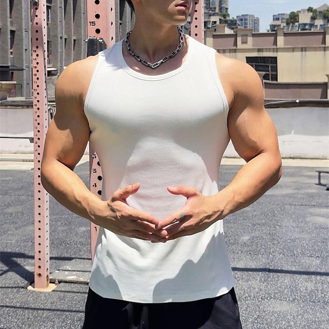  Herren Fitness Tank Top Tank Top Running Sport Top Tank Top Sport Ärmellos Weste / Fahrradweste Casual Athlässigkeit Atmungsaktiv Schnelltrocknend Weich Fitnesstraining Laufen Gehen Sportbekleidung