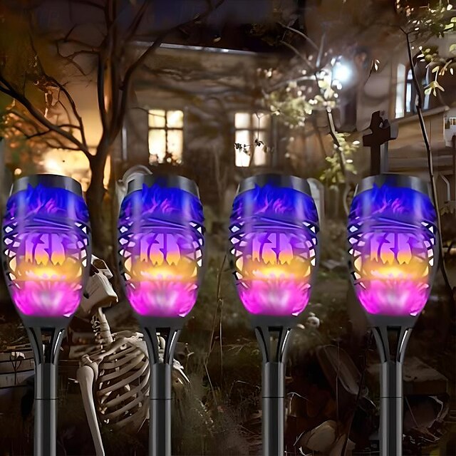  4ks Cestovní světla a lucerny Solární pohon Voděodolné Teplá bílá Modrá Fialová 1.2 V 4 LED korálky