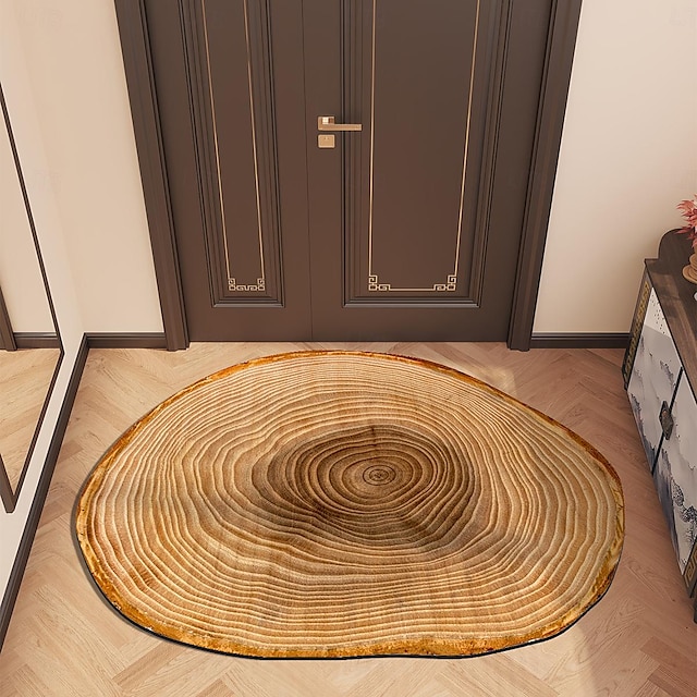  Tapis de Porte Tapis de Sol antidérapant Anneau d'arbre 3D Tronc en Bois bûche d'impression Tapis Tapis de Bain Waterasorb pour intérieur extérieur Patio Chambre Cuisine Bureau