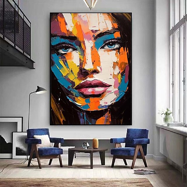 Large face abstract painting hand painted Palette knife textured ...