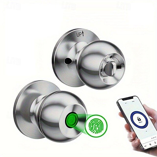  Biometric Smart Door Knob with Tuya App Control Secure Fingerprint Lock for Bedroom Cloakroom Apartments Offices